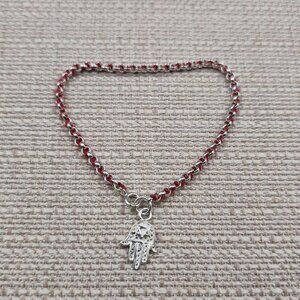7 Inch Sterling Silver Hand of Fatima Chain Bracelet A7208